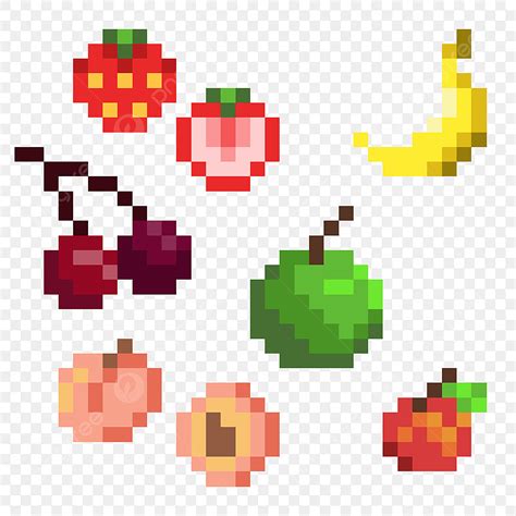 Pixelated Clipart Transparent Background Pixel Fruit Pack Pixel Art