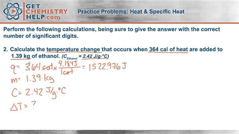 Chemistry Practice Problems Heat And Specific Heat YouTube