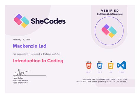 Mackenzie Lad Shecodes Profile Shecodes