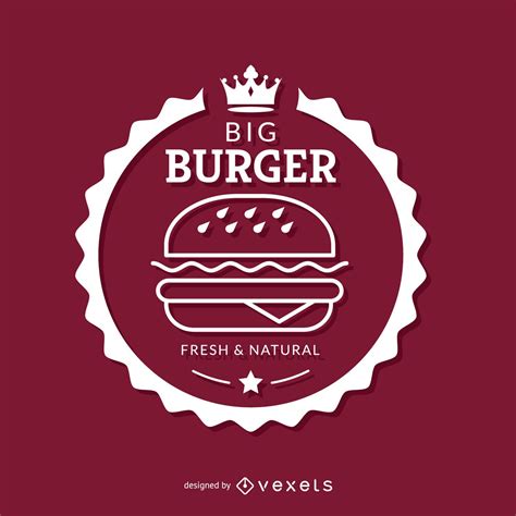 white burger emblem vector