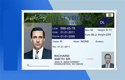 West Virginia Drivers License Psd Template Download Photoshop File