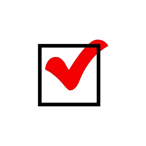 Red Check Mark Icon In A Box Tick Symbol In Red Color Vector