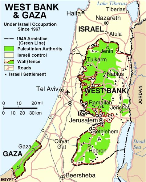 Map Showing The Territory Under Palestinian Control And Israeli