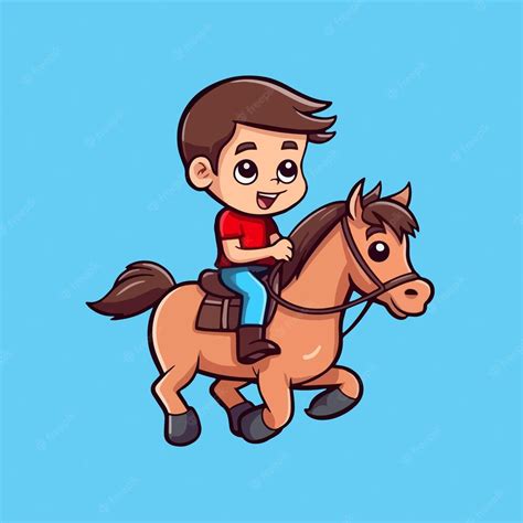 Premium Vector Cartoon Boy Riding A Horse Vector Art Illustration