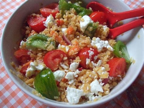 Salade de lentilles corail tomates féta recettesdechef