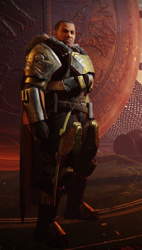 A Man Dressed In Armor Standing Next To A Giant Planet With An Enormous