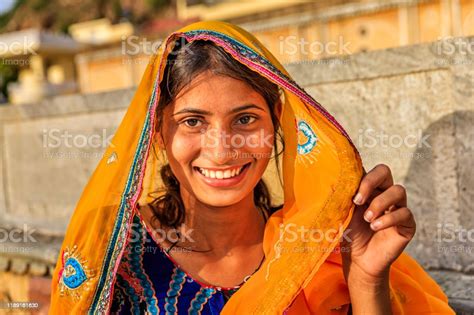 Young Indian Woman In Village Near Jaipur India Stock Photo Download