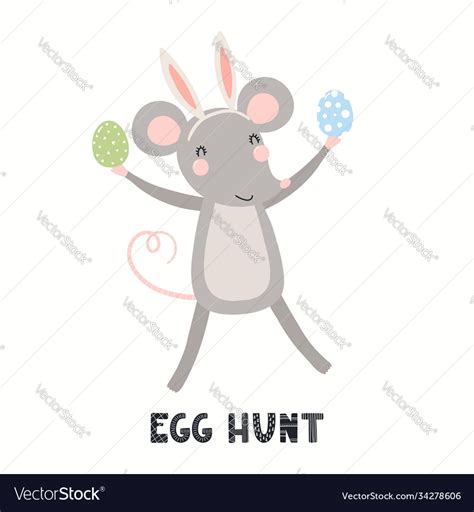 Cute Mouse Easter Card Royalty Free Vector Image
