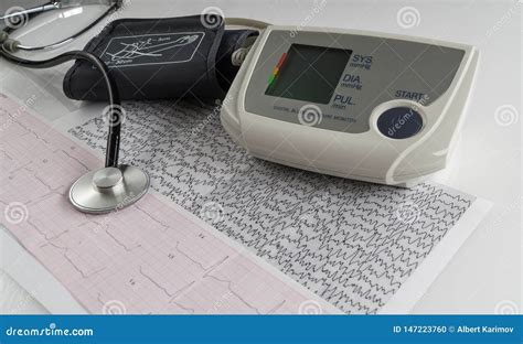 Blood Pressure Monitor With Cardiogram Stock Photo Image Of Cardio