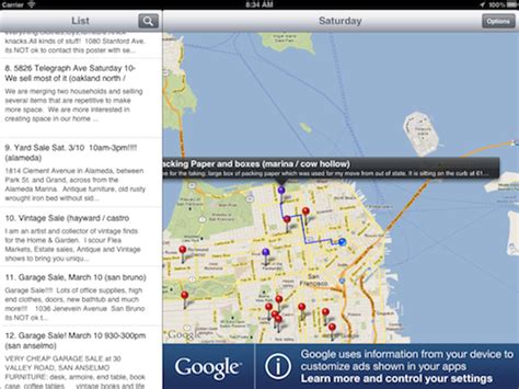 Yard sale treasure map is an app for accessing craigslist garage sales on mobile devices. iPad/iPhone App - Yard Sale Treasure Map