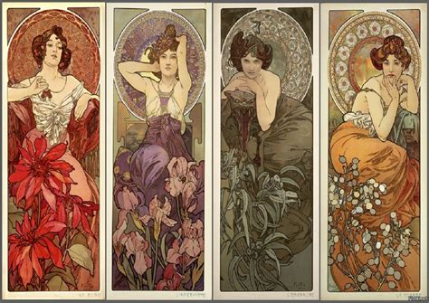 Alphonse Mucha Four Seasons Vintage Poster A1 A2 A3 Ebay