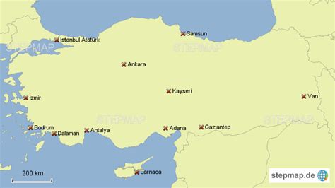 Türkiye), offiziell die republik türkei (über diesen ton türkiye cumhuriyeti ), ist ein transkontinentales land, das hauptsächlich auf anatolien in westasien und auf ostthrakien in südosteuropa liegt. StepMap - Türkei und Zypern - Landkarte für Europa