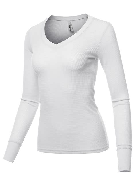 A2y A2y Womens Basic Solid Long Sleeve V Neck Fitted Thermal Top
