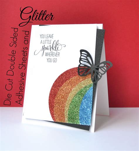 Keep in mind how the glitter will look against your paper color. K and R Designs: Adding Glitter With Die Cut Adhesive Sheets
