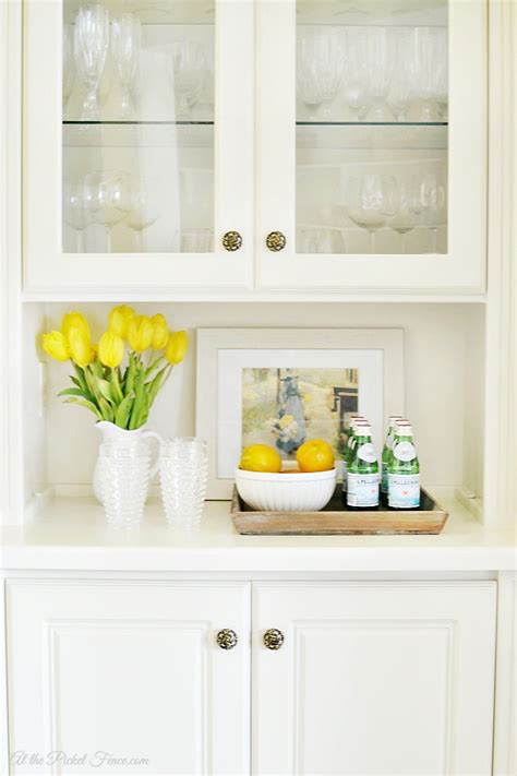 Come see how she decorated her classic, traditional home for fall. Built In China Cabinet Makeover - At The Picket Fence