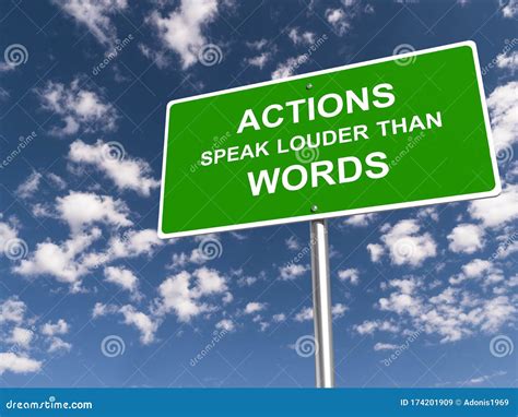 Actions Speak Louder Than Words Traffic Sign Stock Illustration