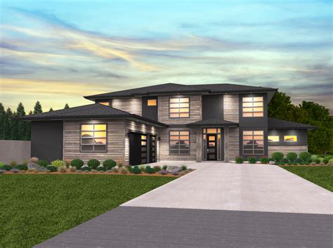 Modern home design plans feature sleek angles and lines, ample lighting, and high ceilings. Viking House Plan | 2 Story Modern Home Design with 3 Car ...