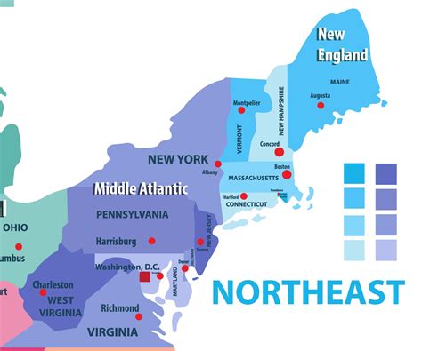 Northeastern States Map With Capitals