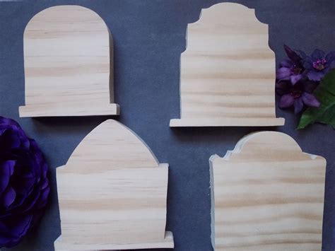 Tombstones Unfinished DIY Wood Decorations Set of Four | Wood diy, Craft set, Wood decor