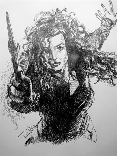 Bellatrix Lestrange For Harry Potter In Portrait Draw Graphic Sketch