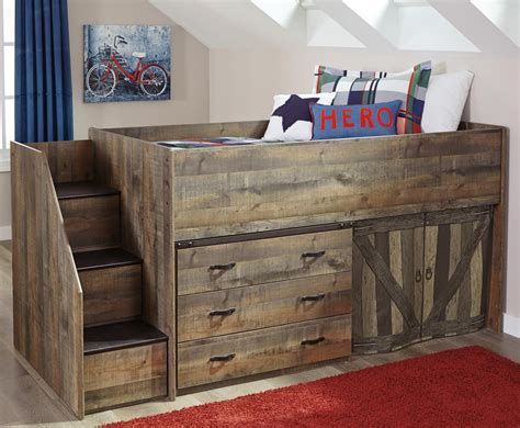 Tate Loft Bed With Stairs And Drawer Storage By Signature Design By Ashley Low Loft Beds Bunk