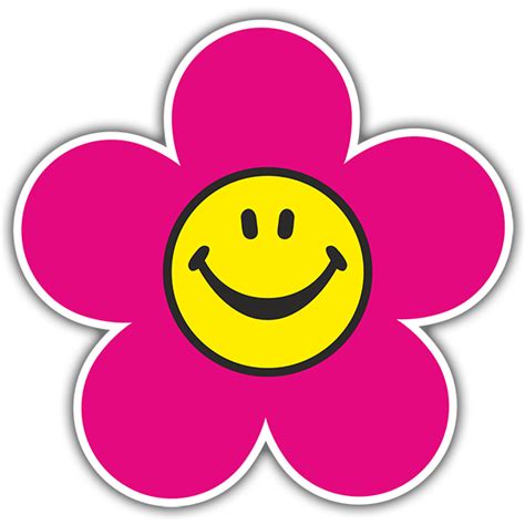Sticker Pink Smiley Flower