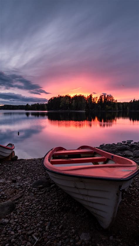 Bote En Lago Al Atardecer Fondo De Pantalla Id5315