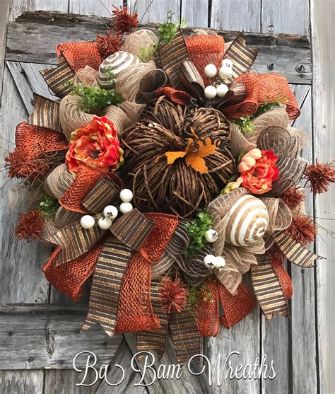 Fall Wreath, Autumn Wreath, Rustic Fall Wreath, Halloween Wreath, Burlap Wreath, Pumpkin Wreath