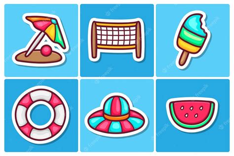 Premium Vector Summer Sticker Icons Doodle Coloring Vector