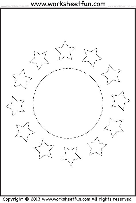 Shape Tracing worksheet – Circle and Stars / FREE Printable Worksheets