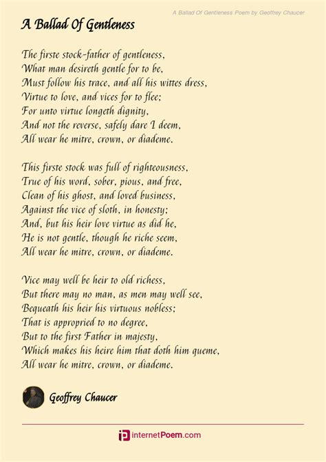 A Ballad Of Gentleness Poem By Geoffrey Chaucer