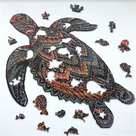 Wooden Puzzle Jigsaw Sea Turtle Jigsaw Puzzle Laser Cut Etsy