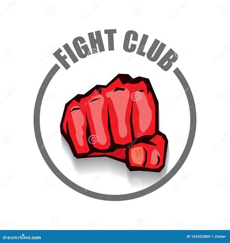 Fight Club Vector Logo With Red Man Fist Isolated On White Background