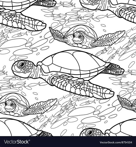 Humans, therefore, change needs to start with us too. Hawksbill sea turtle pattern vector image on | Turtle coloring pages, Turtle drawing, Sea turtle ...