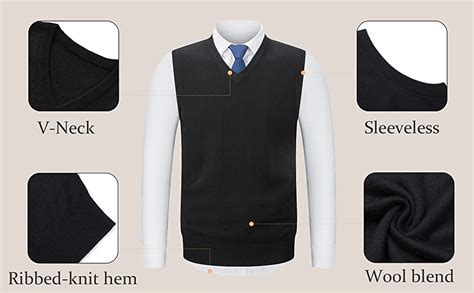 KTWOLEN Mens Slim Fit Knitted V Neck Sleeveless Vest Classic Business