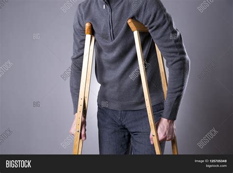 Man On Crutches On Image And Photo Free Trial Bigstock