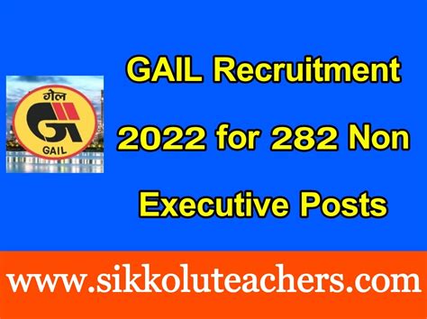 Gail Recruitment 2022 For 282 Non Executive Postsnotification And Apply