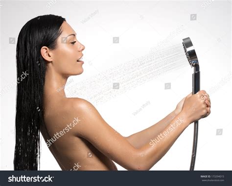 Photo Of A Sexy Beautiful Woman In Shower Washing Body Under The Stream