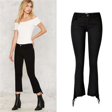 2018 Women Clothing Mid Waist Tight Elastic Washed Pure Cotton Black Jeans Female Fashion Casual