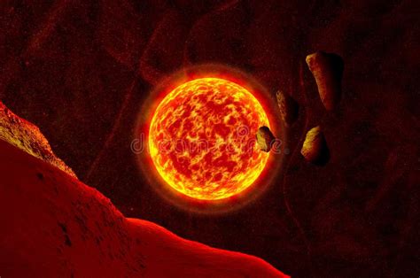 Sun Surface With Solar Flares 3d Illustration Of Sun And Space Global