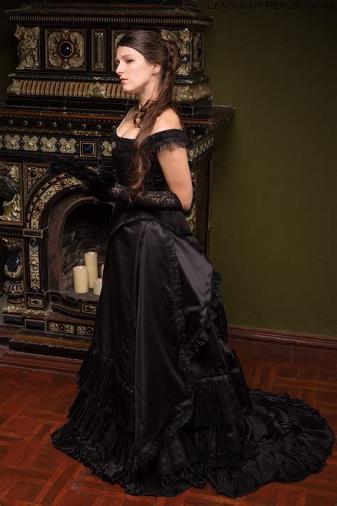 Black Victorian Bustle Dress 1880s Ball Outfit Black Etsy