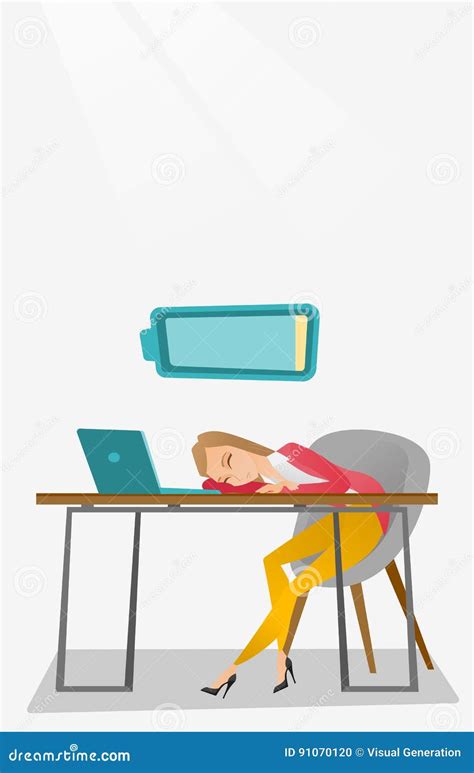 Tired Employee Sleeping At Workplace Stock Vector Illustration Of