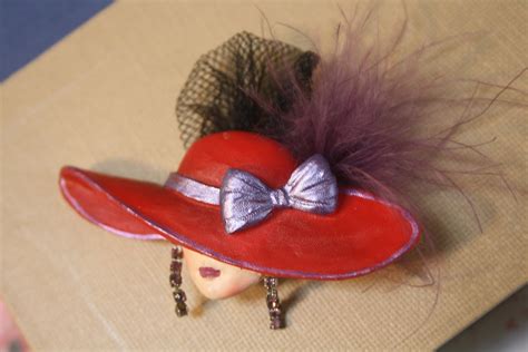 Vintage Red Hat Womens Society Pin Brooch Etsy