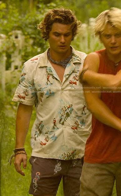 WornOnTV: John B’s fishing graphic print button down and snake print