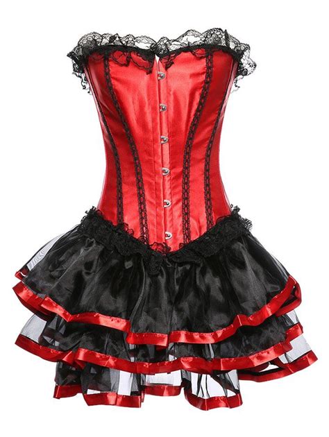 41 Off 2020 Strapless Layered Lace Spliced Corset In Red Dresslily