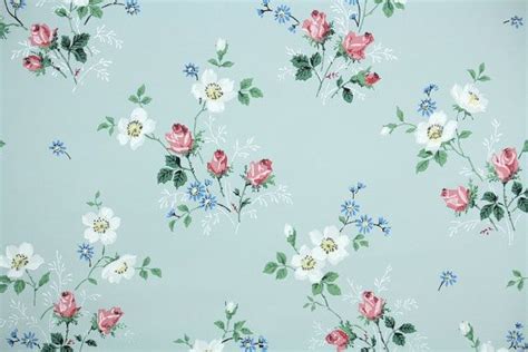 1940s Vintage Wallpaper Pink Roses And White Flowers On Etsy 可愛い 柄