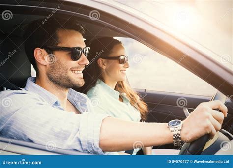 Couple In A Car Smiling Stock Image Image Of Accelerator 89070477