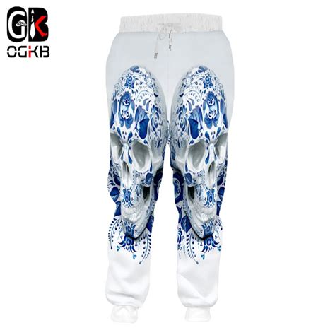 Ogkb Jogger Pants Man Fashion Long Loose 3d Harem Pants Printing Blue
