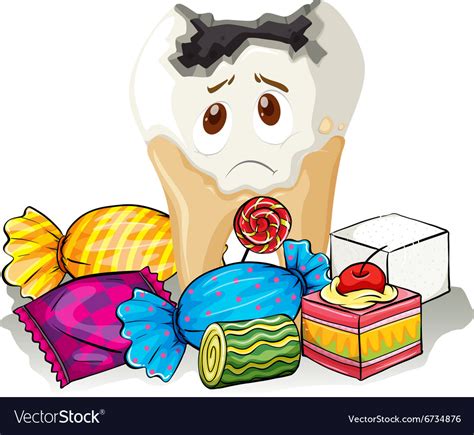 Tooth Decay And Sweet Candy Royalty Free Vector Image