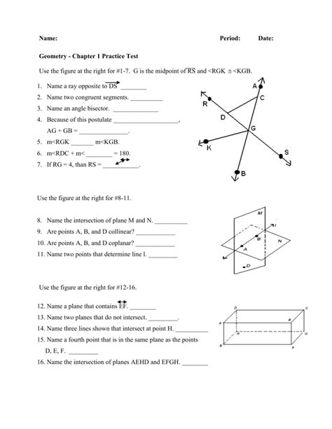 If so, write the similarity ratio and a similarity statement. Geometry - Chapter 1 Practice Test